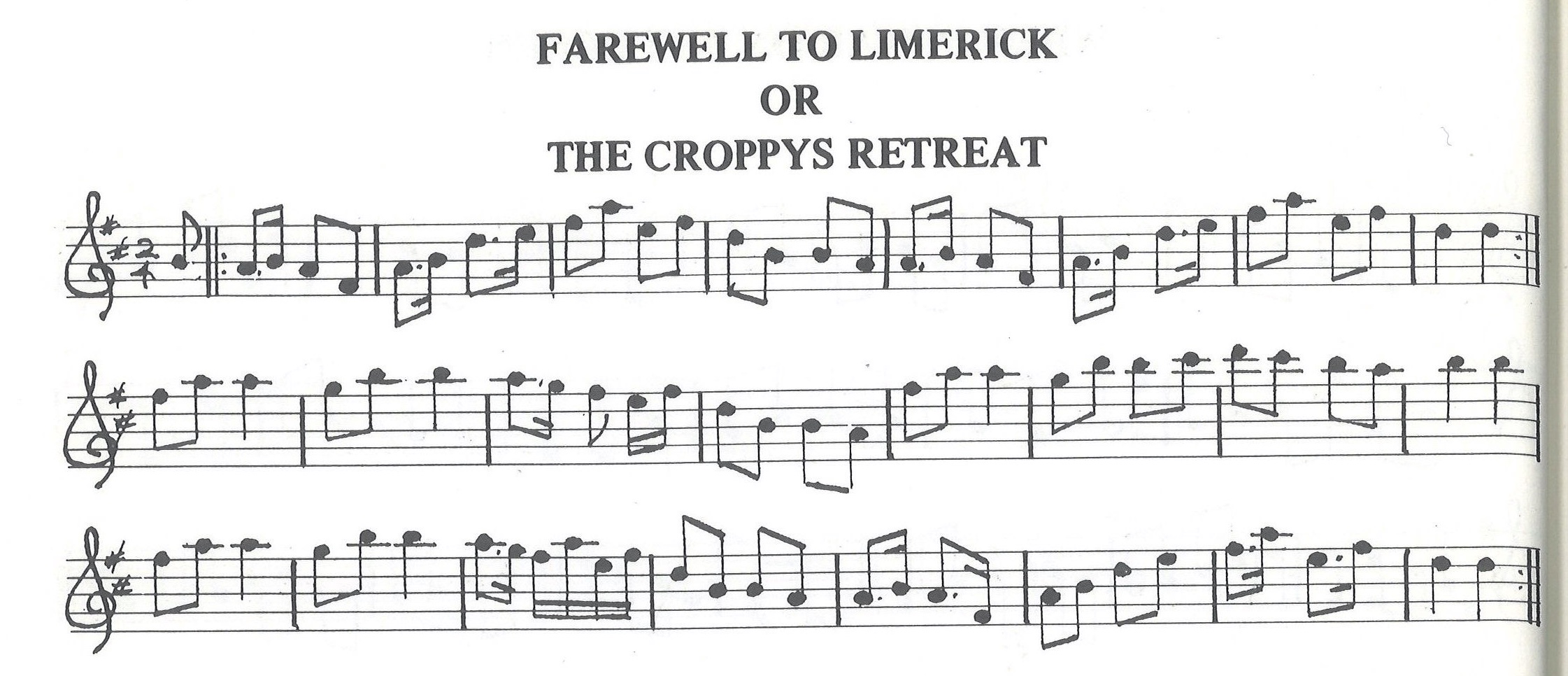 scanned sheet music for Farewell To Limerick or The Croppys Retreat