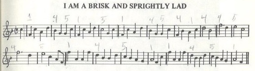 scanned sheet music for I Am A Brisk And Sprightly Lad