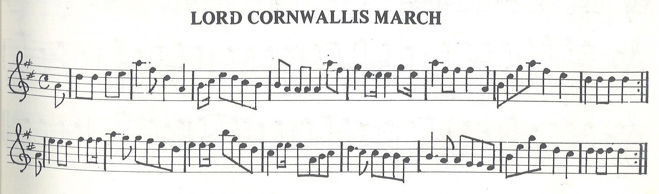 scanned sheet music for Lord Cornwallis March