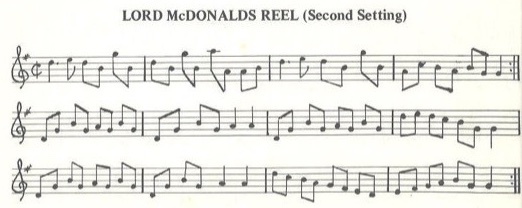 scanned sheet music for Lord McDonalds Reel (Second Setting)
