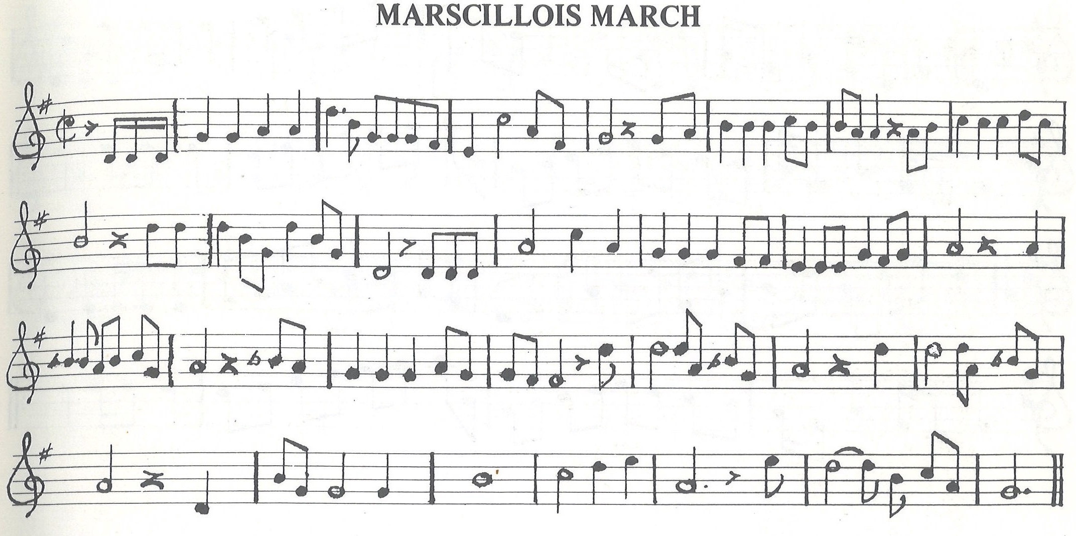 scanned sheet music for Marscillois March