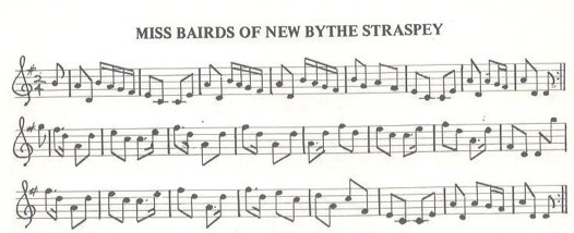 scanned sheet music for Miss Bairds Of New Bythe Straspey