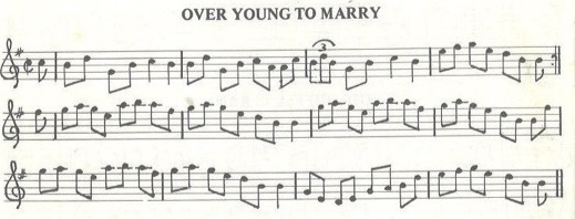 scanned sheet music for Over Young To Marry