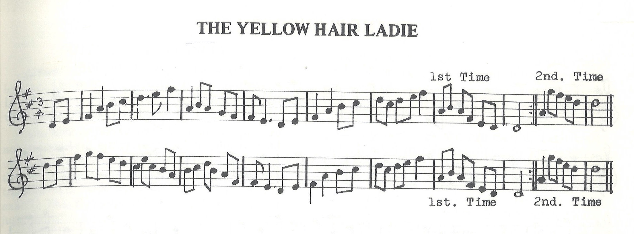 scanned sheet music for The Yellow Hair Ladie