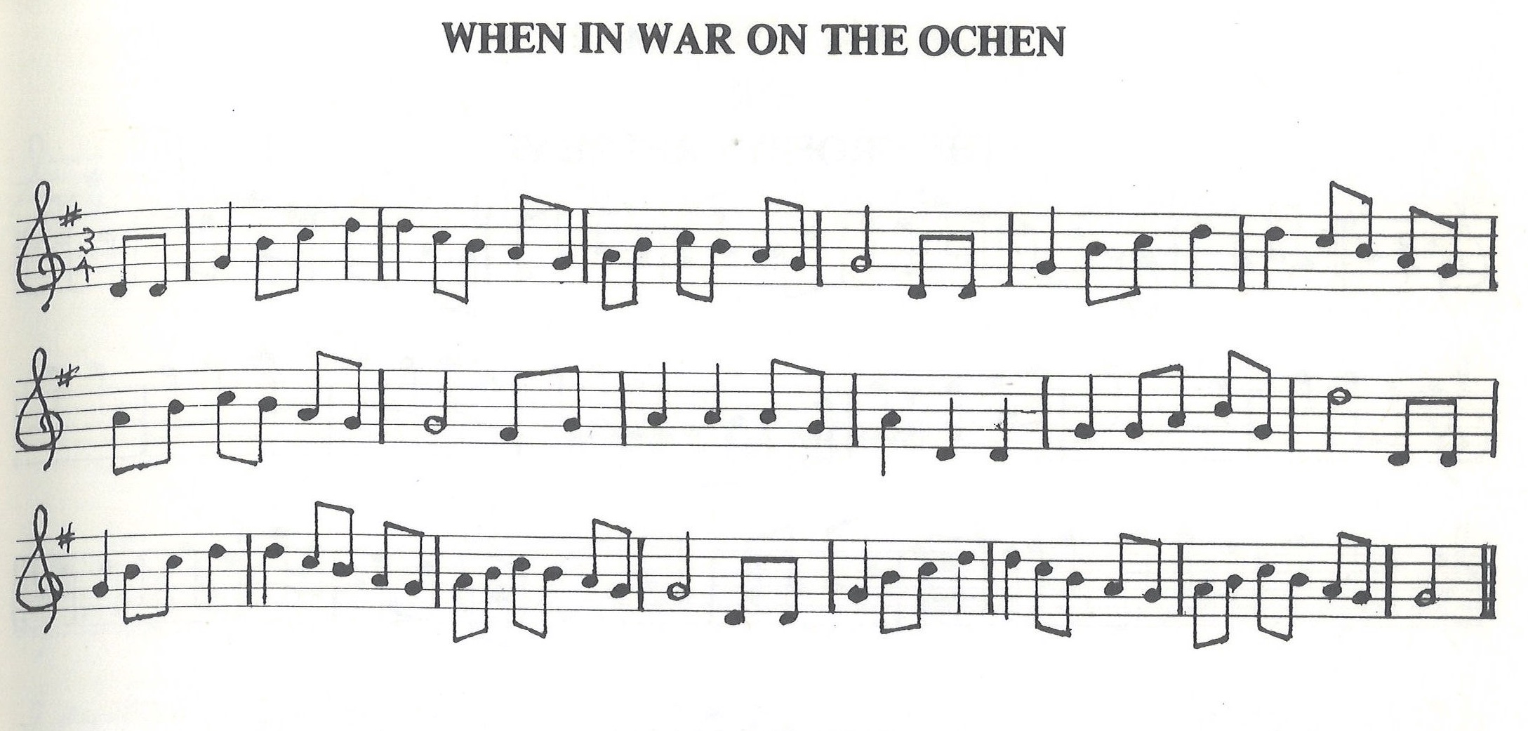 scanned sheet music for When In War On The Ochen